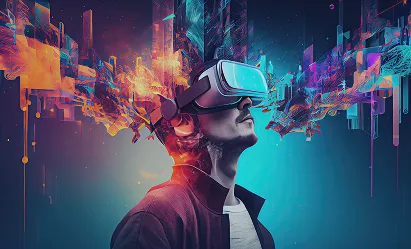 Personne avec un casque de réalité virtuelle
